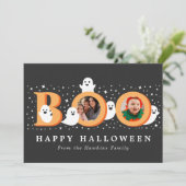 Boo Cute Ghost Halloween-fotokaart (Staand voorkant)