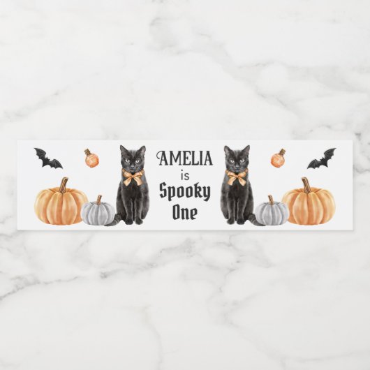 Boo Cute Ghost Halloween Party Waterfles Etiket (Enkel label)