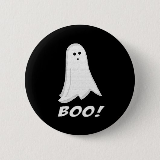 Boo. Cute Halloween Ghost Button (Voorkant)
