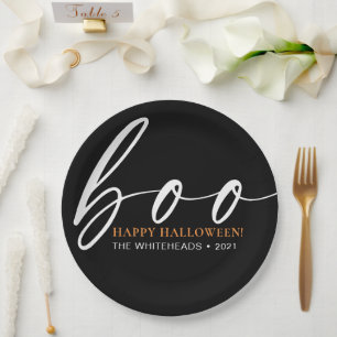 Boo Cute Happy Halloween Black Papieren Bordje