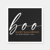 Boo Cute Happy Halloween Black Servet (Voorkant)