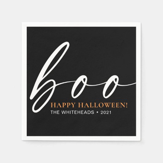 Boo Cute Happy Halloween Black Servet (Voorkant)