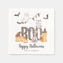 Boo Cute Happy Halloween Cats Ghosts Kind Party