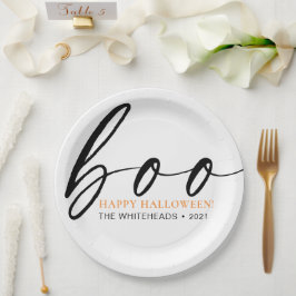 Boo Cute Happy Halloween White Papieren Bordje
