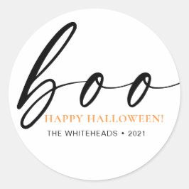 Boo Cute Happy Halloween White Ronde Sticker