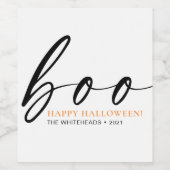 Boo Cute Happy Halloween White Wijn Etiket (Enkel label)
