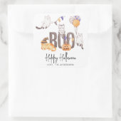 Boo Cute Kind Happy Halloween Cat Lover Vierkante Sticker (Tas)