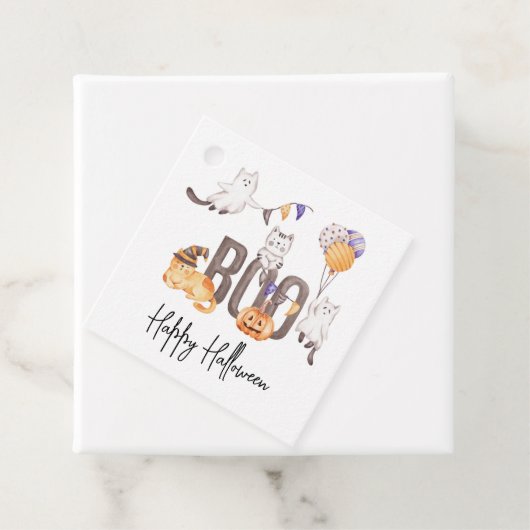 Boo Cute Kind Happy Halloween Cats Ghosts Pumpkin Bedankjes Labels (In situ)