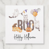Boo Cute Kind Happy Halloween Cats Ghosts Pumpkin Bedankjes Labels (Achterkant)