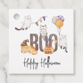 Boo Cute Kind Happy Halloween Cats Ghosts Pumpkin Bedankjes Labels (Voorkant)