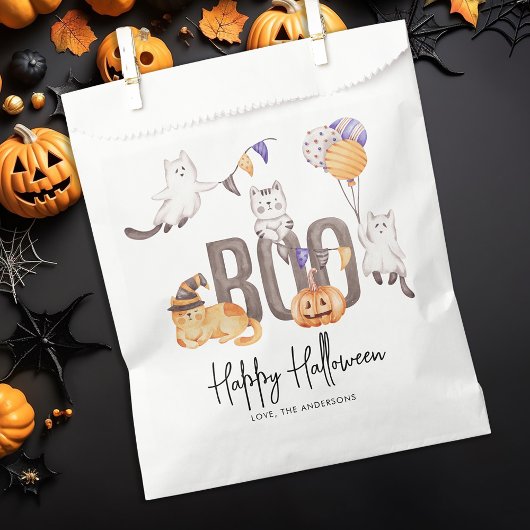 Boo Cute Kind Happy Halloween Cats Ghosts Pumpkin Bedankzakje