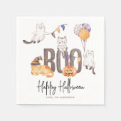 Boo Cute Kind Happy Halloween Cats Ghosts Servet (Voorkant)