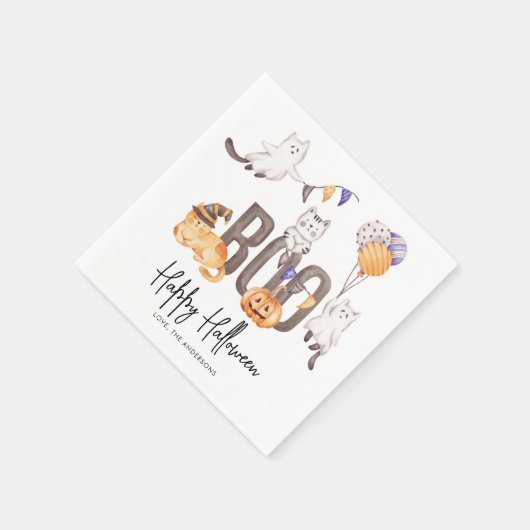 Boo Cute Kind Happy Halloween Cats Ghosts Servet (Hoek)