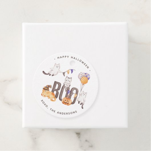 Boo Cute Kind kattengeesten pompoen Happy Hallowee Bedankjes Labels (In situ)