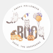 Boo Cute Kind kattengeesten pompoen Happy Hallowee Ronde Sticker (Voorkant)
