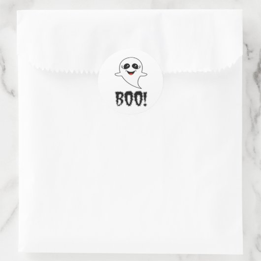 Boo! Cute Little Halloween By Lucas Retro Classic Ronde Sticker (Tas)