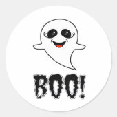 Boo! Cute Little Halloween By Lucas Retro Classic Ronde Sticker (Voorkant)