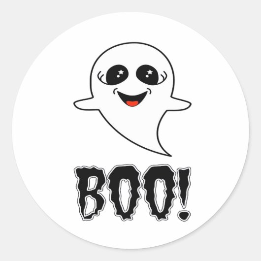 Boo! Cute Little Halloween By Lucas Retro Classic Ronde Sticker (Voorkant)