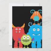 Boo Cute Monsters Kids Birthday Party Invision Kaart (Achterkant)