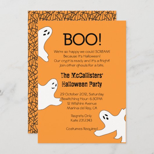 BOO! Cute not Scary Halloween Party nodigt uit Kaart (Voorkant / Achterkant)