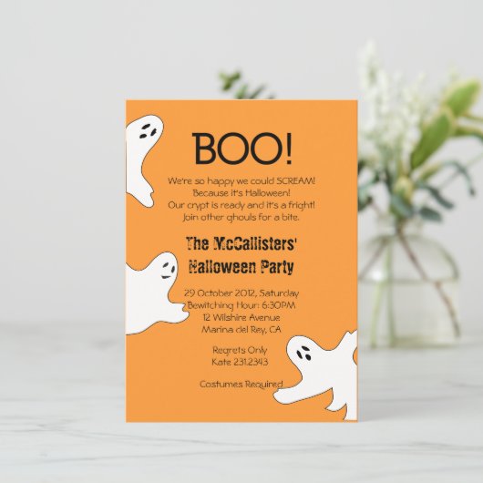 BOO! Cute not Scary Halloween Party nodigt uit Kaart (Staand voorkant)