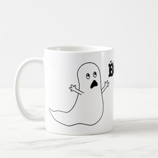 Boo. Cute Scared Ghost Cartoon Koffiemok (Links)