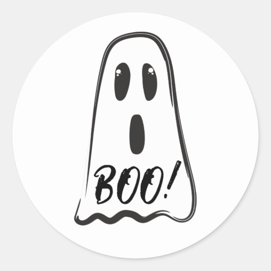 BOO! Cute Spooky Ghost Halloween Costume Party Ronde Sticker (Voorkant)