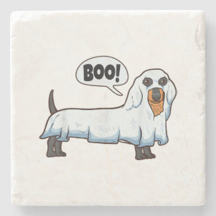 Boo Dachshund Spooky Dog Wiener Halloween Costume Stenen Onderzetter