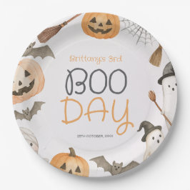 Boo Dag Griezelige Halloween Verjaardag Papieren Bordje