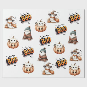 BOO Dag Schattig Waterverf Geest Herfst Inpakpapie Cadeaupapier