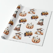 BOO Day Schattigee Waterverf Ghost Herfst Wrapping Cadeaupapier (Uitgerold)