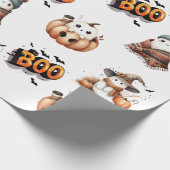 BOO Day Schattigee Waterverf Ghost Herfst Wrapping Cadeaupapier (Hoek)