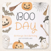 Boo Day Spooky Halloween Birthday Kartonnen Onderzetters (Voorkant)