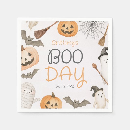 Boo Day Spooky Halloween Birthday Napkins Servet (Voorkant)