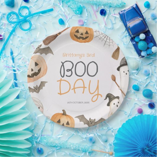 Boo Day Spooky Halloween Birthday Papieren Bordje (Feest)