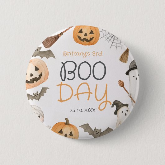 Boo Day Spooky Halloween Birthday Ronde Button 5,7 Cm (Voorkant)