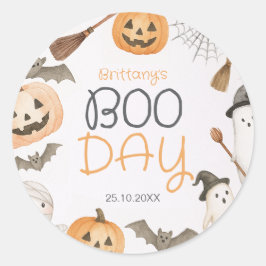 Boo Day Spooky Halloween Birthday Ronde Sticker