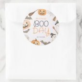 Boo Day Spooky Halloween Birthday Ronde Sticker (Tas)