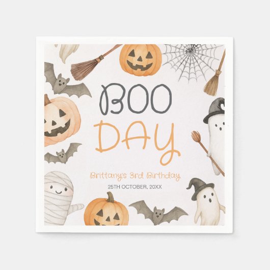 Boo Day Spooky Halloween Birthday Servet (Voorkant)