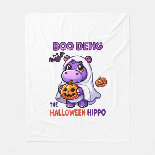 Boo Deng De Halloween Hippo Schattigee Bouncy Vark Fleece Deken (Voorkant)