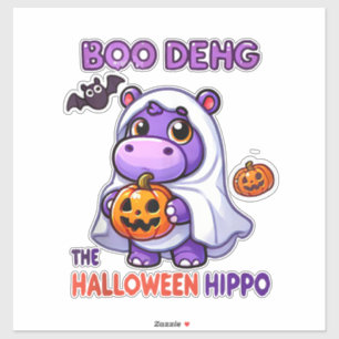 Boo Deng De Halloween Hippo Schattigee Bouncy Vark Sticker