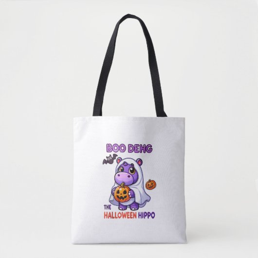 Boo Deng De Halloween Hippo Schattigee Bouncy Vark Tote Bag (Voorkant)