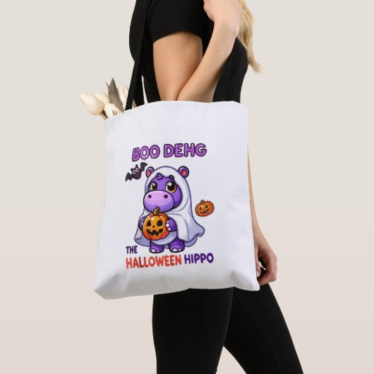 Boo Deng De Halloween Hippo Schattigee Bouncy Vark Tote Bag (Dichtbij)