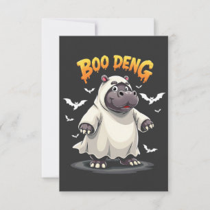 Boo Deng Ghost Baby Pygmy Hippo Moo Deng Halloween Bedankkaart