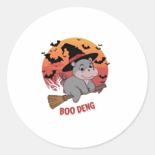 Boo Deng Hippo Halloween Moo Deng Baby Hippo Long Ronde Sticker