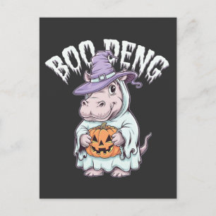 Boo deng Spooky Halloween Moo Deng Baby Hippo Briefkaart