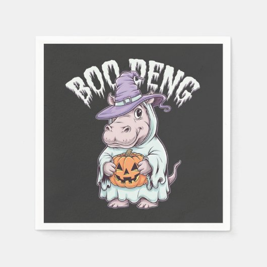 Boo deng Spooky Halloween Moo Deng Baby Hippo Servet (Voorkant)