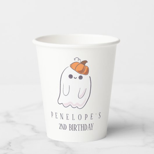Boo die twee aangepaste spookpompoen-cups draait papieren bekers (Voorkant)