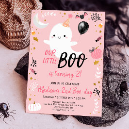 Boo die twee roze Ghost Halloween Birthday draait Kaart