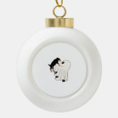 Boo Dog Halloween Dog Spooky Keramische Bal Ornament (Voorkant)